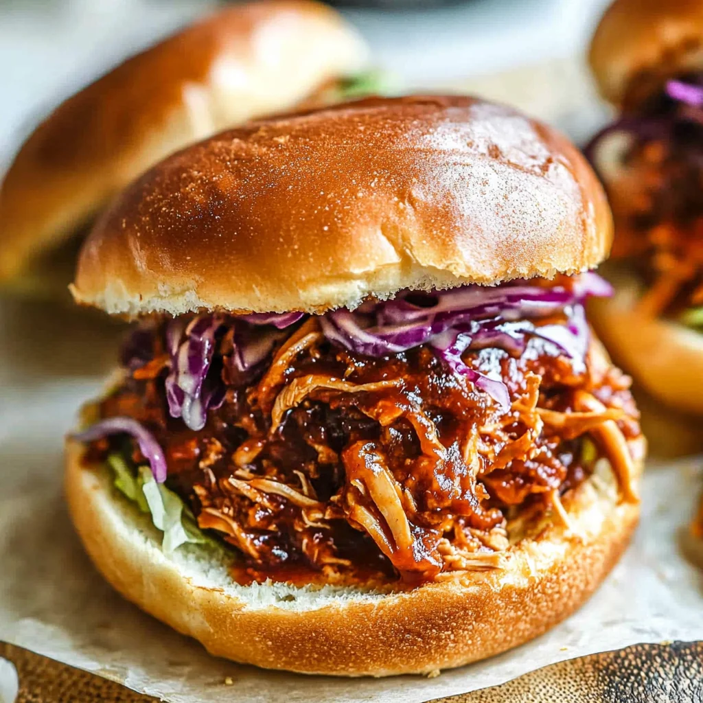 BBQ Pulled Chicken Burgers (Sandwiches and Sliders)