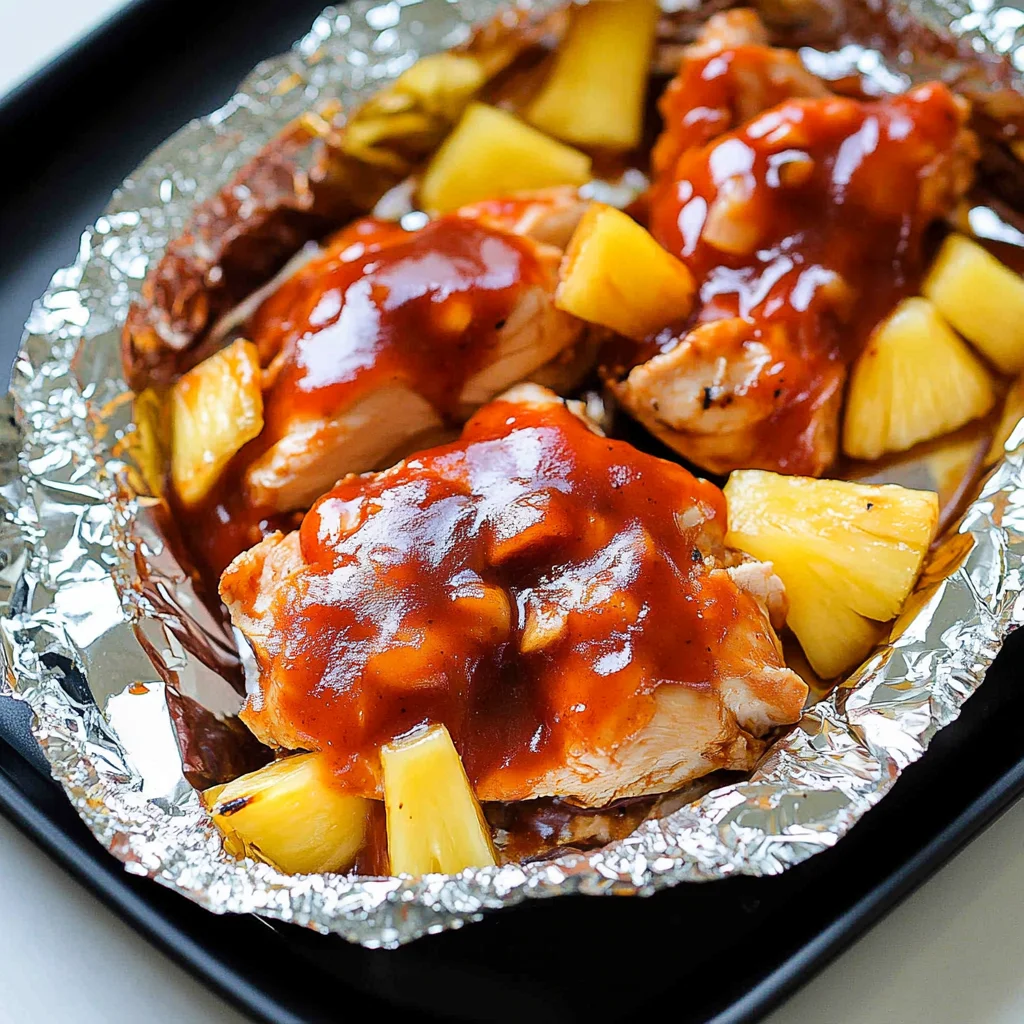 Hawaiian BBQ Chicken and Pineapple Foil Packets: A Taste of the Tropics!