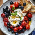 Red White and Pickled Blueberry Burrata Plate