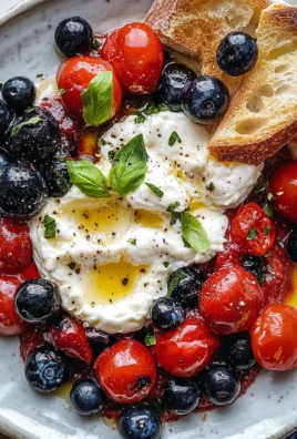 Red White and Pickled Blueberry Burrata Plate
