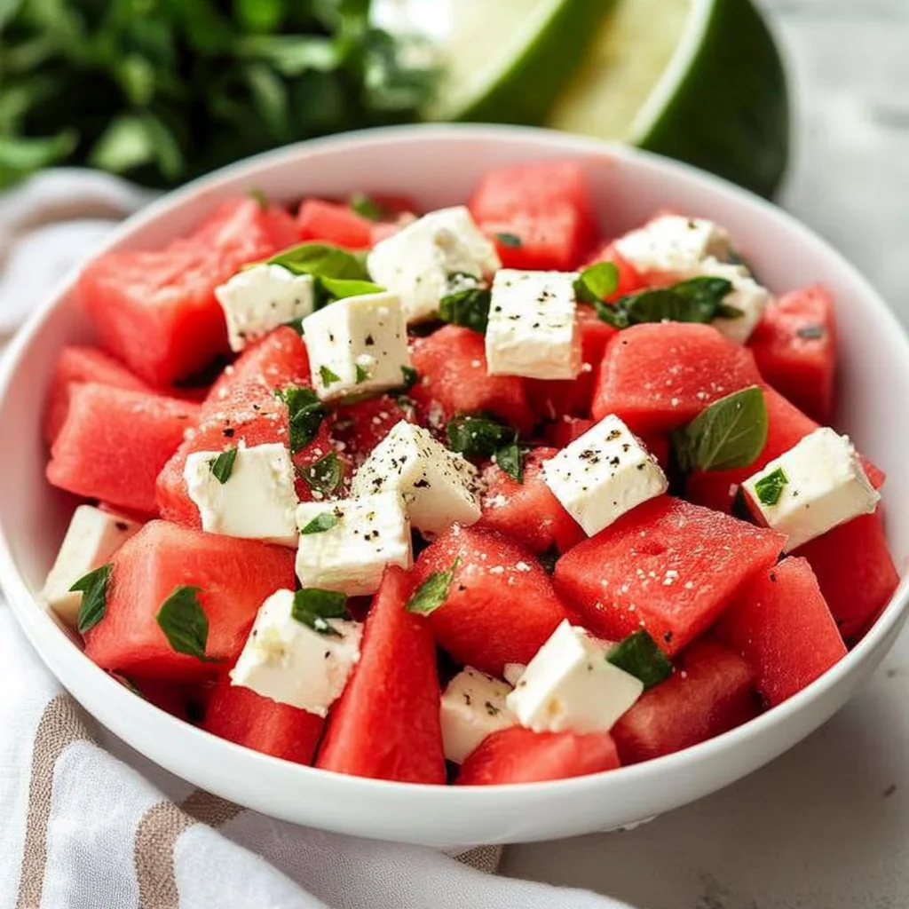 Watermelon Basil Feta Salad