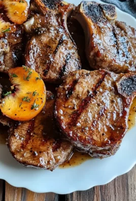Juicy Grilled beef Chops with Spicy Peach Glaze