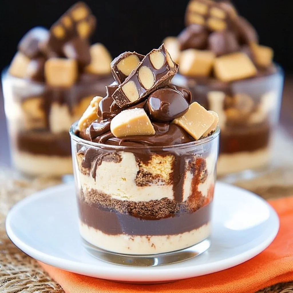 Mini Reese's Chocolate Peanut Butter Cheesecake Trifles