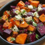 Roasted Beets and Sweet Potatoes with Feta and Cilantro