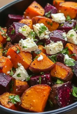 Roasted Beets and Sweet Potatoes with Feta and Cilantro