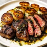 Seared Steak and Scallops