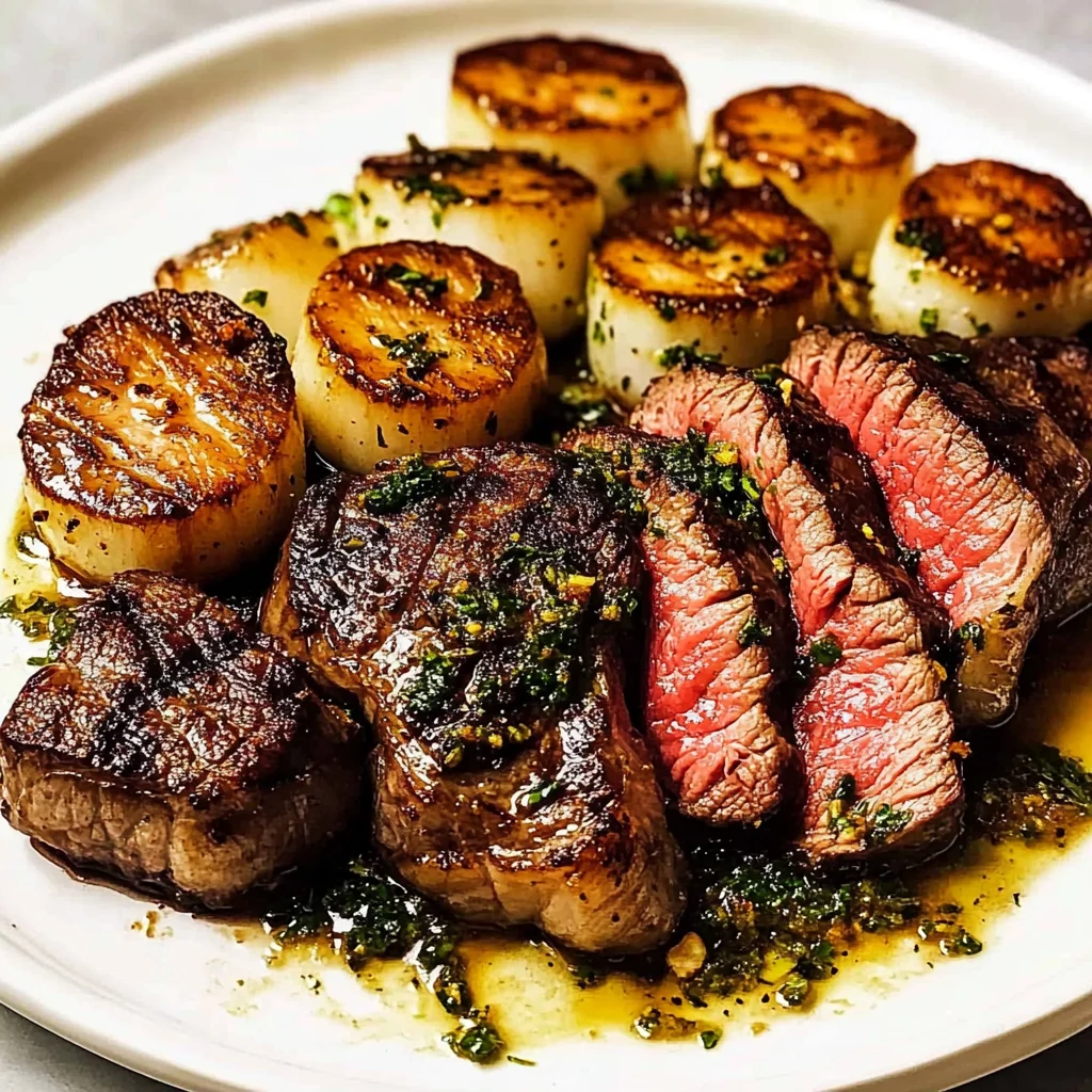 Seared Steak and Scallops