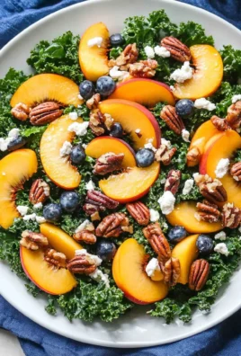 Summer Kale Salad with Peaches and Candied Pecans