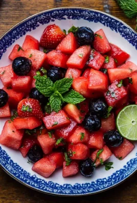 Watermelon Fruit Salad with Lime Mint Dressing