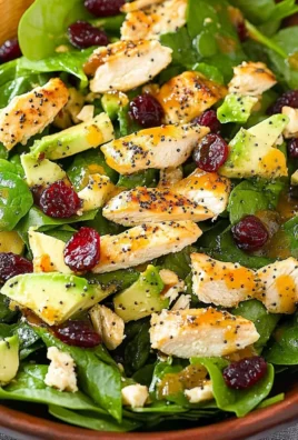 Cranberry Avocado Spinach Salad with Chicken and Orange Poppy Seed Dressing