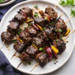 Grilled Asian Garlic Steak Skewers