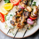 Grilled Chicken Kabobs with Cucumber Yogurt Sauce