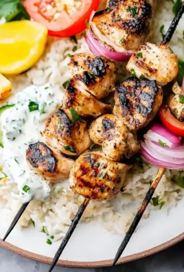 Grilled Chicken Kabobs with Cucumber Yogurt Sauce
