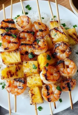 Grilled Shrimp and Pineapple Skewers over Coconut Rice