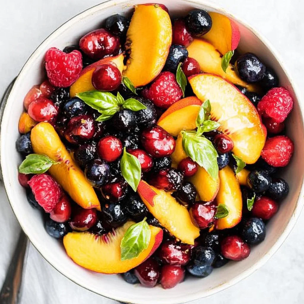 Honey Lime Basil Peach Fruit Salad