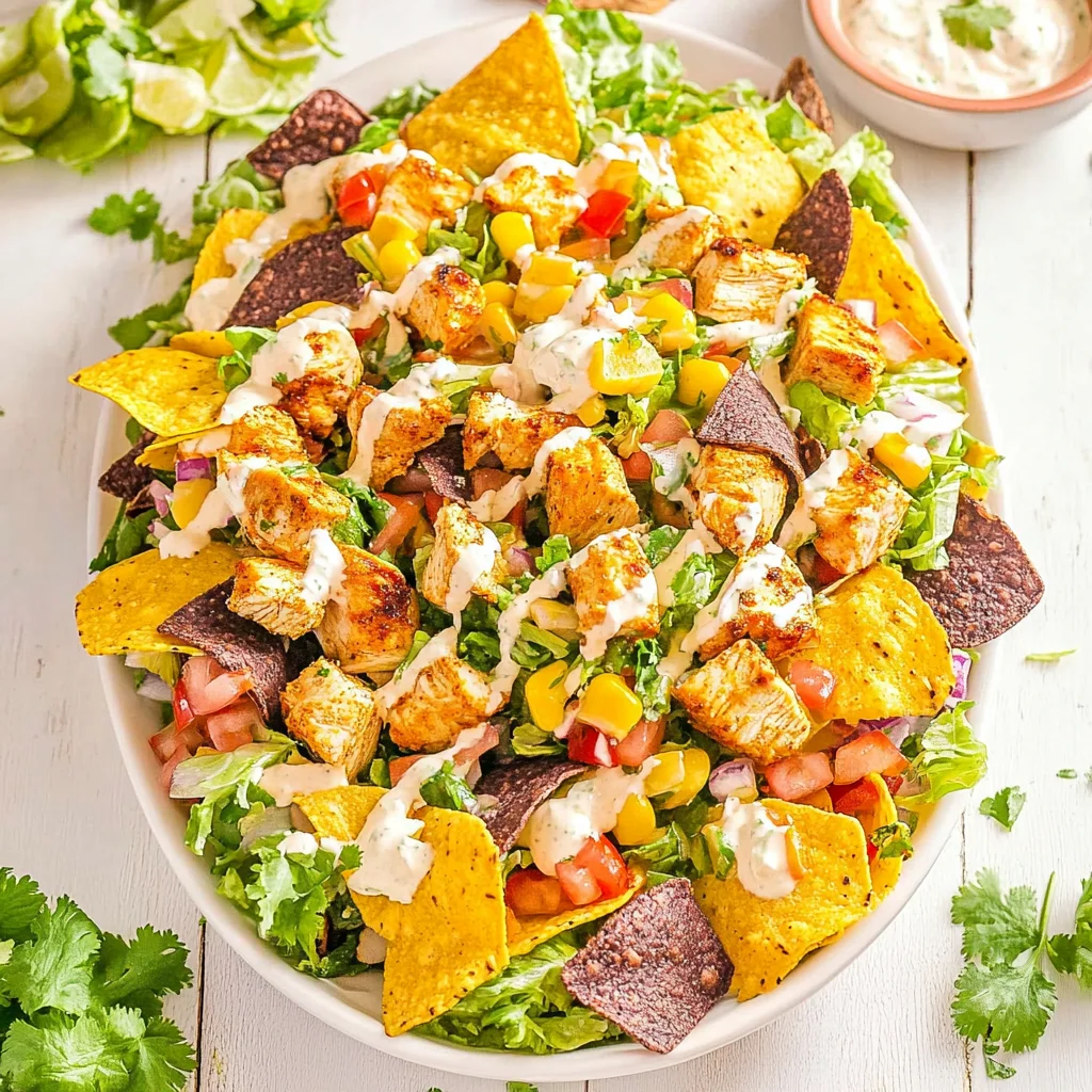 Loaded Chicken Taco Salad with Creamy Lime-Cilantro Dressing