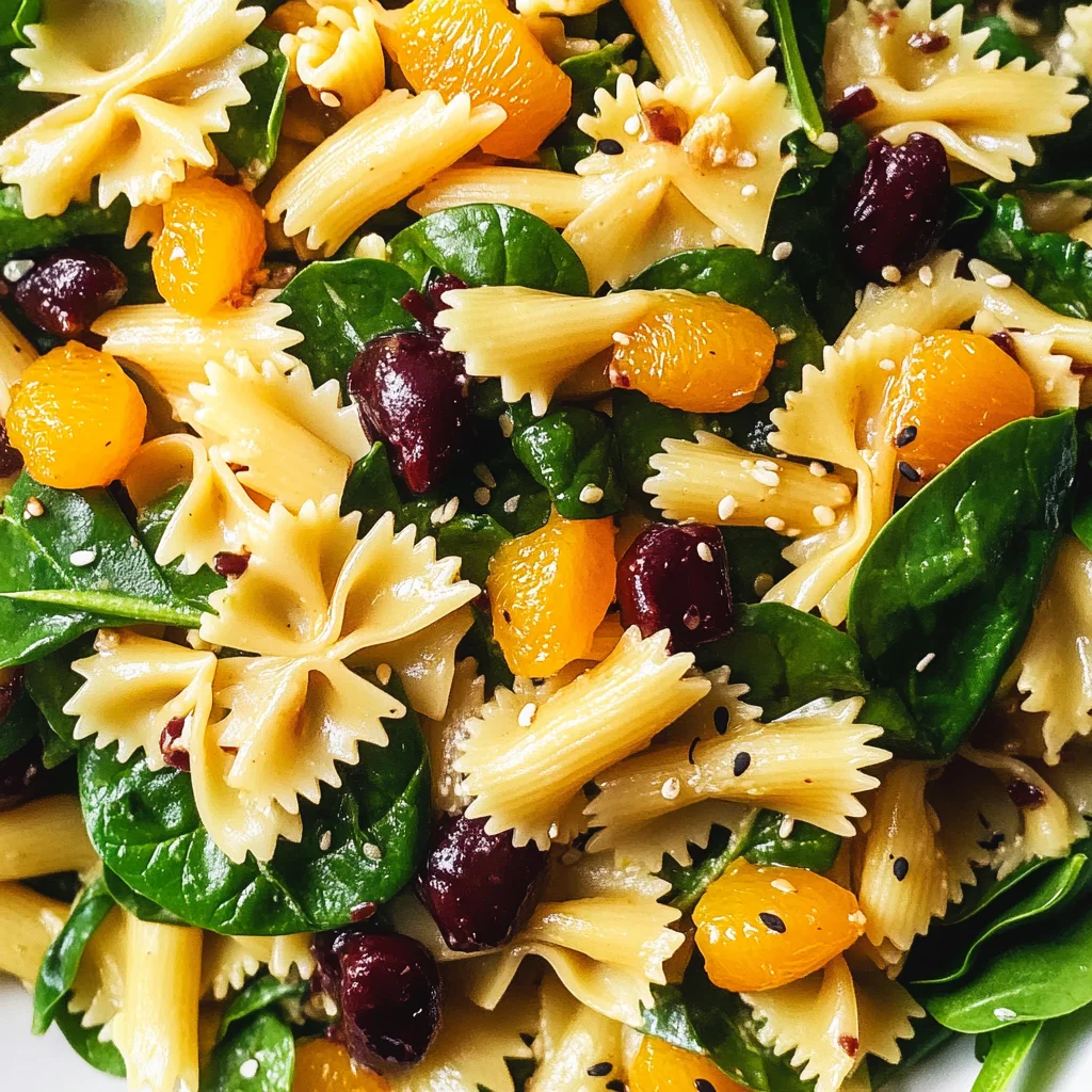 Mandarin Pasta Spinach Salad with Teriyaki Dressing