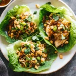 Peanut Chicken Lettuce Wraps with Ginger Garlic Sauce