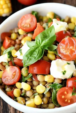 Summer Lentil Salad with Corn, Tomatoes, Mozzarella & Basil
