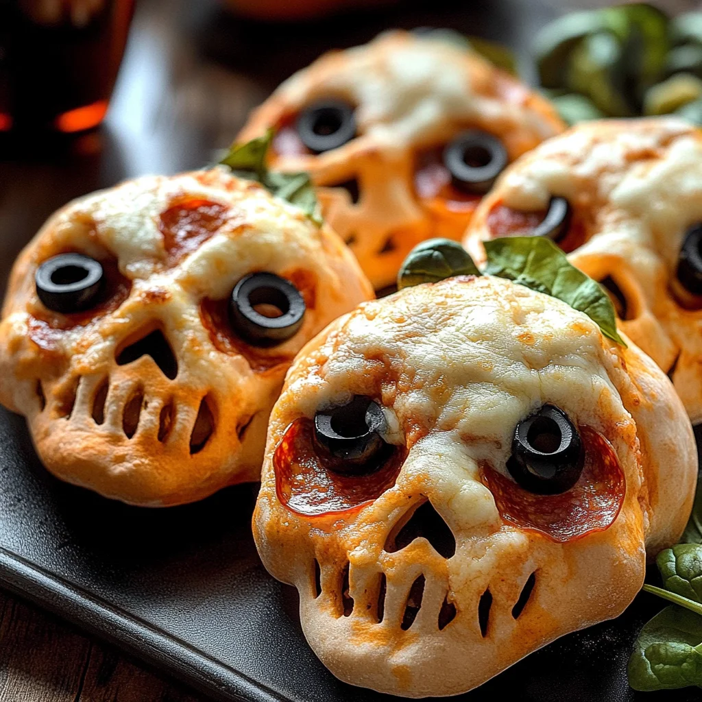 Cheesy Halloween Pizza Skulls