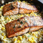 Creamed Corn Orzo with Salmon