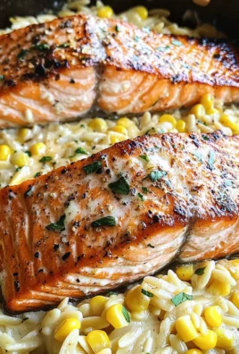 Creamed Corn Orzo with Salmon