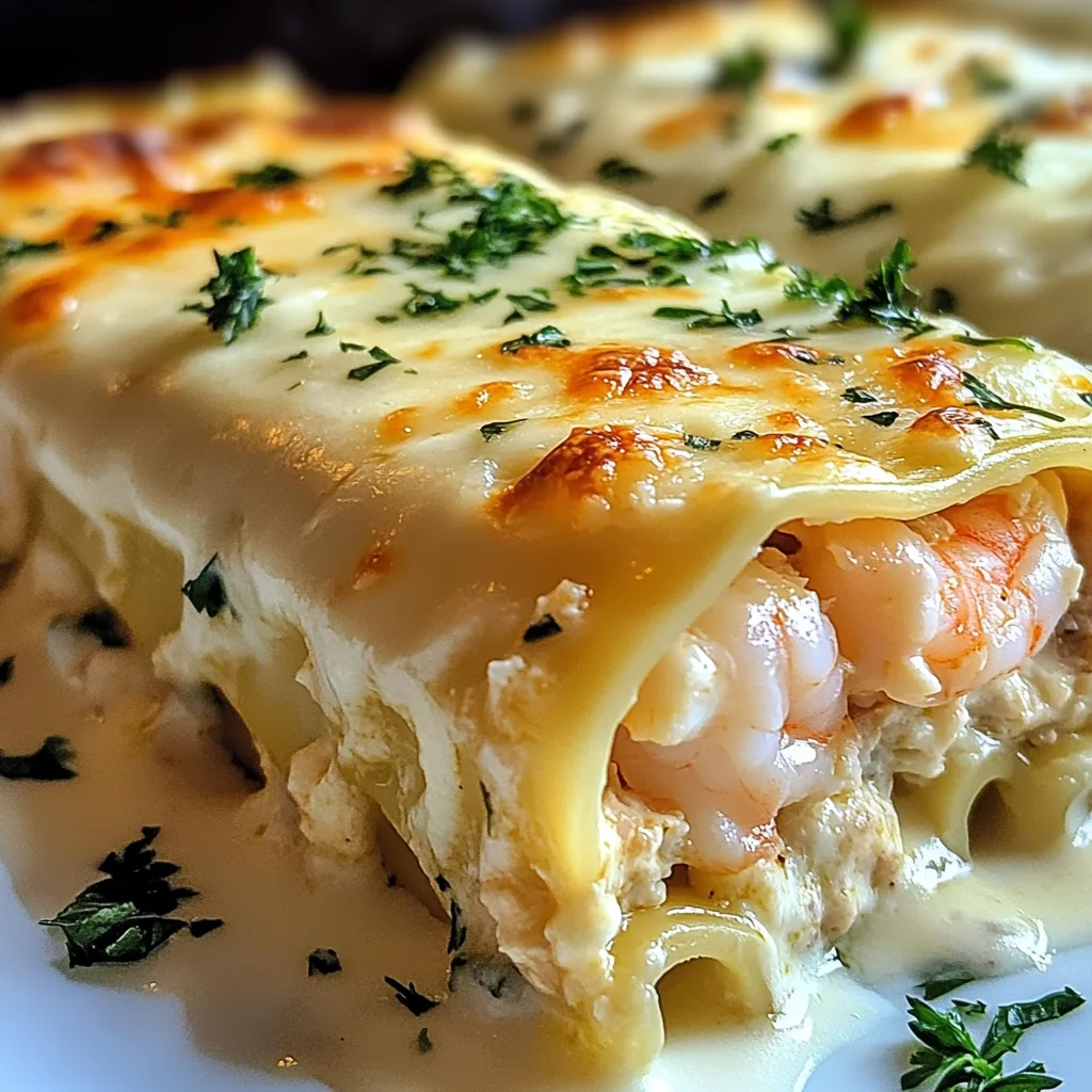 Dive into Decadence: Shrimp & Crab Alfredo Lasagna Roll-Ups You’ll Crave
