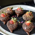 Halloween Dessert - Strawberry and Chocolate fudge mice