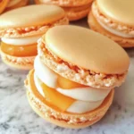 Peach Macarons with Fresh Peaches and Cream
