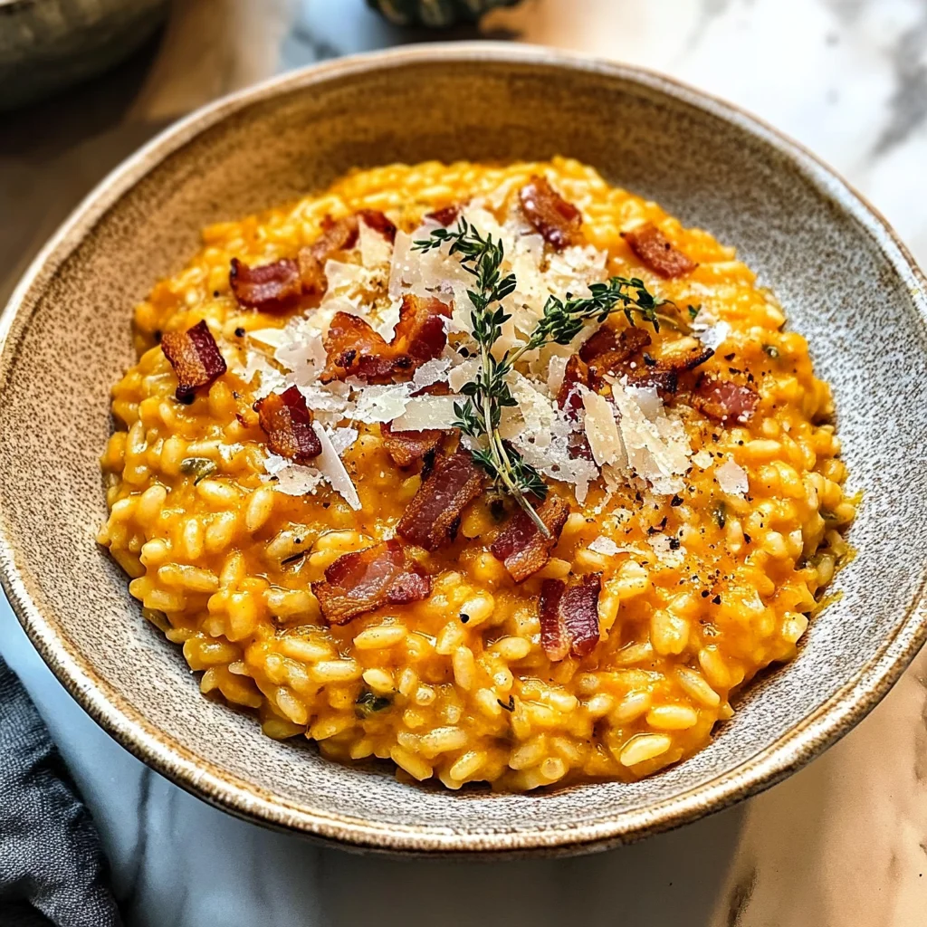 Pumpkin Risotto with Turkey Bacon & Parmesan