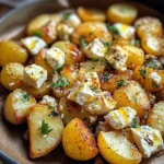 Roasted Potatoes with Baked Feta and Garlic