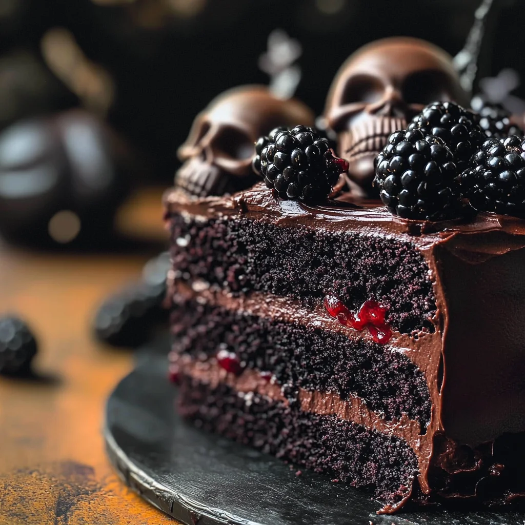 Spooky Black Velvet Halloween Cake