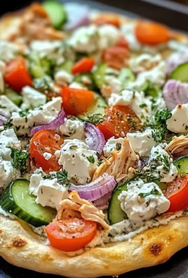 pizza topped with tzatziki sauce